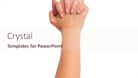  Presentation with fingers - Presentation theme enhanced with female hand with fingers folded into fists isolated on white background beautiful hand of woman with copy space winning gesture background and a sky blue colored foreground