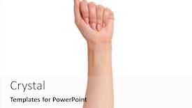  Presentation with fingers - Slide deck with female-hand-with-fingers-folded background and a sky blue colored foreground