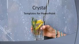  Presentation with lemonade - Slide deck with female hand with glass of fresh lemonade on grunge background background and a light blue colored foreground