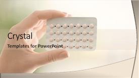  Presentation with pills - Beautiful slides featuring female hand with hormonal pills backdrop and a soft green colored foreground