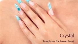  Presentation with nail art - Presentation with female hand with long fingernails background and a coral colored foreground