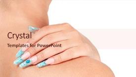  Presentation with nail art - Beautiful PPT theme featuring female hand with long fingernails backdrop and a lemonade colored foreground