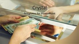  Presentation with cash - Beautiful slides featuring female hand with money backdrop and a coral colored foreground