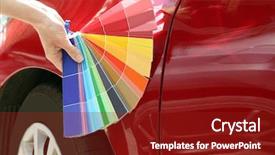  Presentation with sample - PPT layouts having female hand with paint samples background and a tawny brown colored foreground