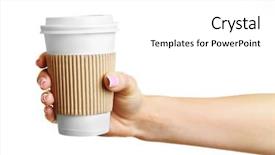  Presentation with paper - Presentation enhanced with female hand with paper cup background and a white colored foreground