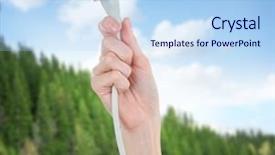  Presentation with power plug - Audience pleasing slides consisting of female hand with plug backdrop and a light blue colored foreground