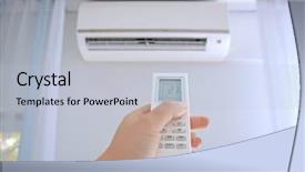  Presentation with control - Beautiful slides featuring female hand with remote control backdrop and a lemonade colored foreground