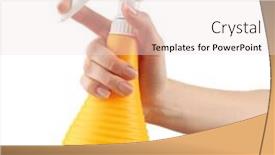  Presentation with sprayer - PPT theme having female hand with sprayer isolated on white background and a sky blue colored foreground