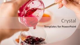  Presentation with jam - Amazing presentation theme having female-hand-with-teaspoon-putting backdrop and a lemonade colored foreground