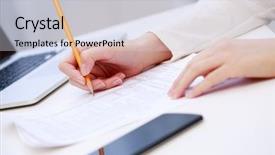  Presentation with writing - Colorful PPT layouts enhanced with female hand writing close up backdrop and a lemonade colored foreground