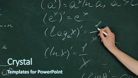  Presentation with blackboard - Cool new slide set with female hand writing formulas on blackboard with chalk close up backdrop and a tawny brown colored foreground