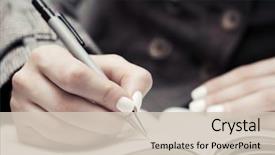  Presentation with notebook - Amazing presentation theme having female hand writing in notebook backdrop and a soft green colored foreground