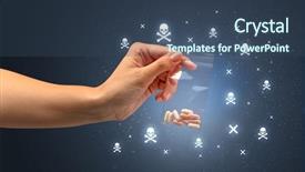  Presentation with illegal drugs - Slide deck having female handing over pills background and a ocean colored foreground