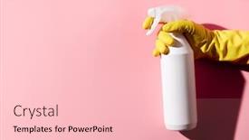  Presentation with housekeeping - PPT layouts enhanced with female-hands-cleaning-on-pink background and a lemonade colored foreground