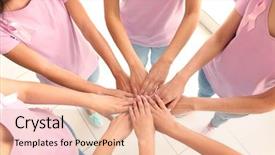  Presentation with ethics in health care - Colorful slide deck enhanced with female hands closeup health care backdrop and a  colored foreground