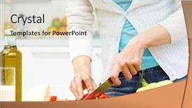  Presentation with healing hands - Slide deck featuring female hands cooking healthy dinner background and a soft green colored foreground