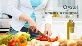  Presentation with cooking - Beautiful slides featuring female hands cooking healthy dinner backdrop and a sky blue colored foreground