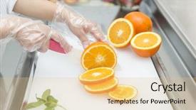  Presentation with cutting board - Cool new slide set with female hands cutting fresh juicy backdrop and a lemonade colored foreground