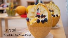  Presentation with halloween - Slide deck with female-hands-cutting-pumpkin background and a  colored foreground