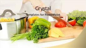  Presentation with vegetable cutting board - Cool new slides with female hands cutting vegetables isolated backdrop and a lemonade colored foreground