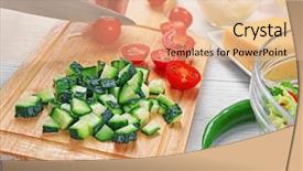  Presentation with vegetable cutting board - Slide deck featuring female hands cutting vegetables background and a lemonade colored foreground