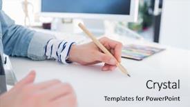  Presentation with paper hand drawn politics - Amazing presentation having female hands drawing on paper backdrop and a white colored foreground