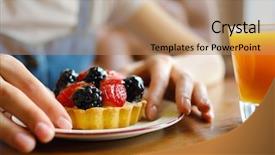  Presentation with automobile driver hand hold steering - Audience pleasing presentation consisting of female hands hold sweet cake backdrop and a coral colored foreground