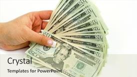  Presentation with banknotes - Theme featuring female hands holding 20 dollar background and a soft green colored foreground