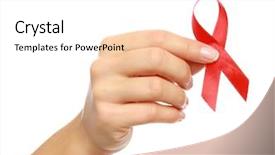  Presentation with red ribbon hiv - Slide deck consisting of female hands holding an aids background and a pink colored foreground