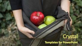  Presentation with apron - PPT layouts with female hands holding apples in apron closeup background and a tawny brown colored foreground