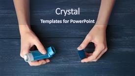  Presentation with hands holding - Audience pleasing presentation design consisting of female hands holding asthma inhaler backdrop and a tawny brown colored foreground