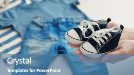  Presentation with baby shoes - Slides with female hands holding baby shoes background and a  colored foreground