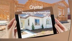  Presentation with hands holding black tablet - Beautiful PPT layouts featuring female hands holding computer tablet backdrop and a  colored foreground