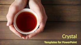  Presentation with tea cup - Beautiful PPT layouts featuring female-hands-holding-cup backdrop and a  colored foreground
