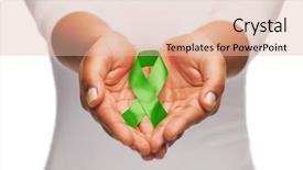  Presentation with awareness - Amazing PPT theme having female hands holding green organ backdrop and a lemonade colored foreground