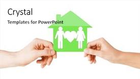  Presentation with green real estate - Presentation theme consisting of female hands holding green paper background and a white colored foreground