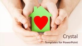  Presentation with green real estate - Presentation design enhanced with female hands holding green paper background and a lemonade colored foreground