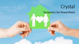  Presentation with green real estate - Colorful presentation enhanced with female hands holding green paper backdrop and a  colored foreground