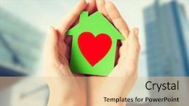  Presentation with green real estate - Presentation theme consisting of female hands holding green paper background and a lemonade colored foreground