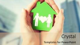  Presentation with green real estate - Slide deck having female hands holding green paper background and a lemonade colored foreground