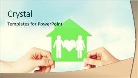  Presentation with green real estate - Audience pleasing theme consisting of female hands holding green paper backdrop and a cool aqua colored foreground