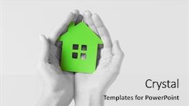  Presentation with green real estate - Theme with female hands holding green background and a light gray colored foreground