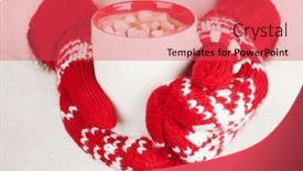  Presentation with hot chocolate - Theme having female hands holding hot chocolate with marshmallow background and a red colored foreground