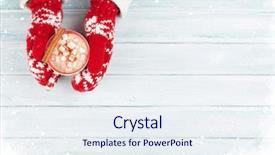  Presentation with hot chocolate - Audience pleasing presentation theme consisting of female hands holding hot chocolate backdrop and a sky blue colored foreground