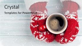  Presentation with hands holding - Audience pleasing theme consisting of female hands holding hot coffee backdrop and a light gray colored foreground