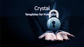  Presentation with cartoon kids holding hands - Colorful presentation theme enhanced with female hands holding locker sign backdrop and a navy blue colored foreground