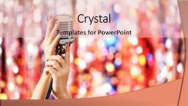  Presentation with glitter - Slide deck enhanced with female hands holding microphone against bright glitter background background and a lemonade colored foreground