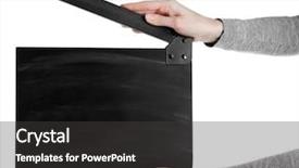  Presentation with clapper - Amazing presentation theme having hands holding movie clapper isolated backdrop and a dark gray colored foreground