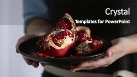  Presentation with pomegranate - PPT layouts having female hands holding pomegranate on plate closeup background and a black colored foreground