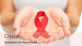  Presentation with red ribbon hiv - Audience pleasing presentation theme consisting of female hands holding red aids backdrop and a lemonade colored foreground